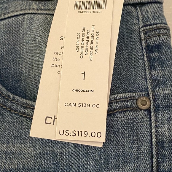 BRAND NEW Chicos denim jeans with pattern at the ankle - Picture 3 of 5